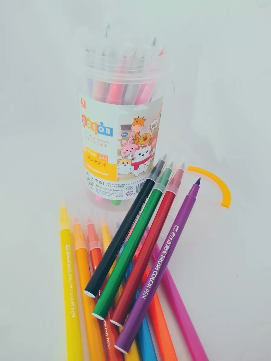 SET DE 24 LÁPICES MARCADORES 7 COLORES COLORES PUNTA PINCEL LETTERING - 2