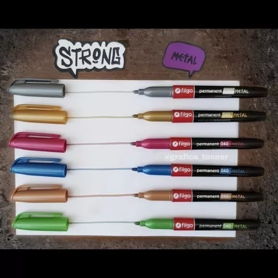 MARCADOR PERMANENTE FILGO STRONG METALIZADOS PUNTA FINA - 3