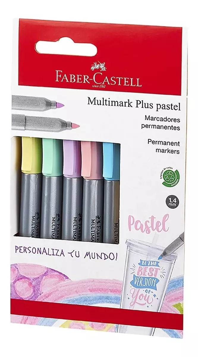 MARCADOR FABER-CASTELL MULTIMARK PLUS X5 COLORES PASTEL - 1
