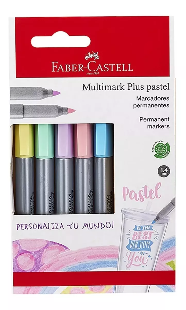 MARCADOR FABER-CASTELL MULTIMARK PLUS X5 COLORES PASTEL - 2