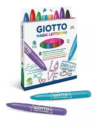 MARCADORES GIOTTO MÁGIC LETTERING 8 COLORES EFECTO 2 EN 1 - 1