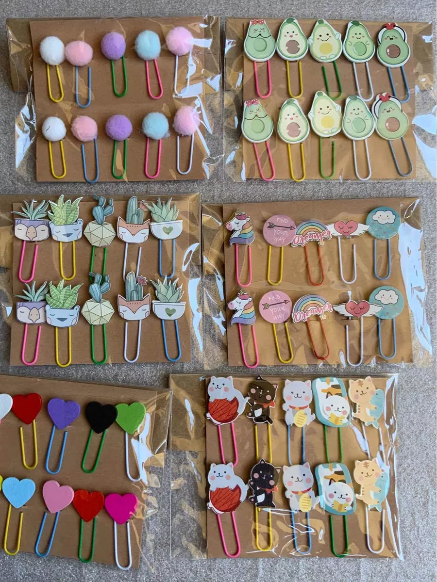 PACK X6 CLIPS DE COLORES DISEÑOS KAWAII PAPELERÍA BONITA - 3
