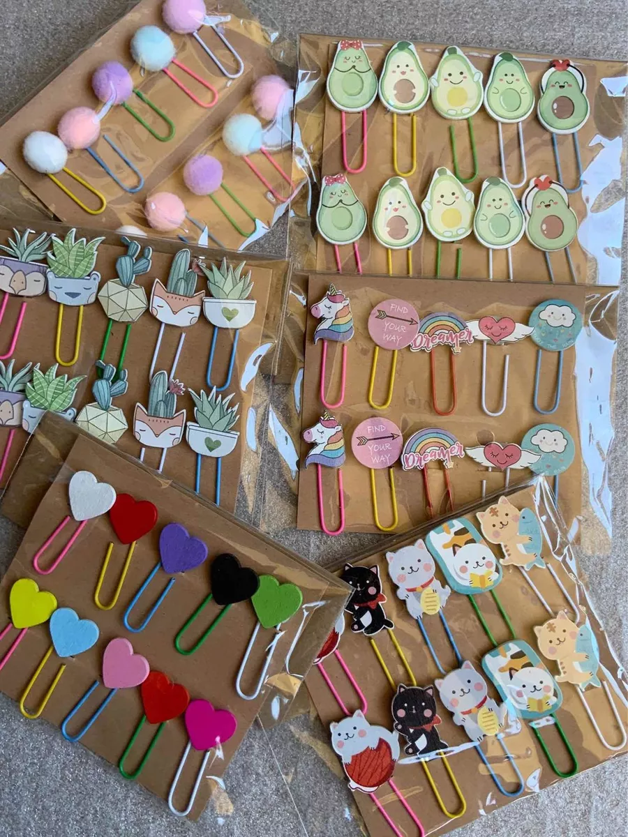 PACK X6 CLIPS DE COLORES DISEÑOS KAWAII PAPELERÍA BONITA - 4