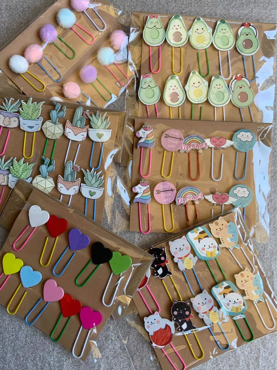 PACK X6 CLIPS DE COLORES DISEÑOS KAWAII PAPELERÍA BONITA - 5