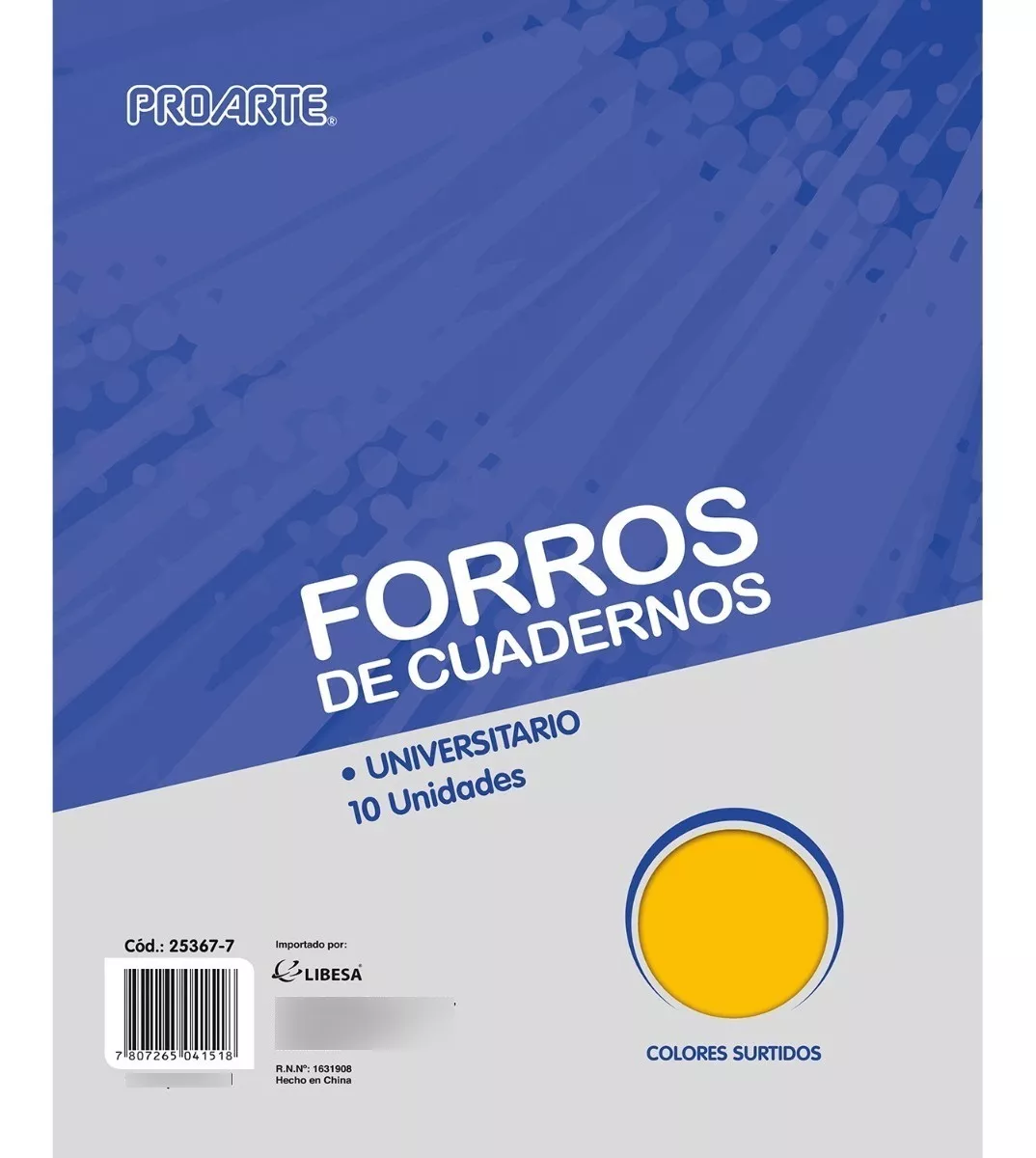 FORROS CUADERNOS UNIVERSITARIOS PROARTE COLORES 10 UNIDADES - 1
