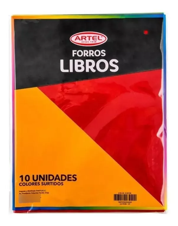 BOLSA 10 FORROS LIBRO UNIVERSITARIO COLORES ARTEL - 1