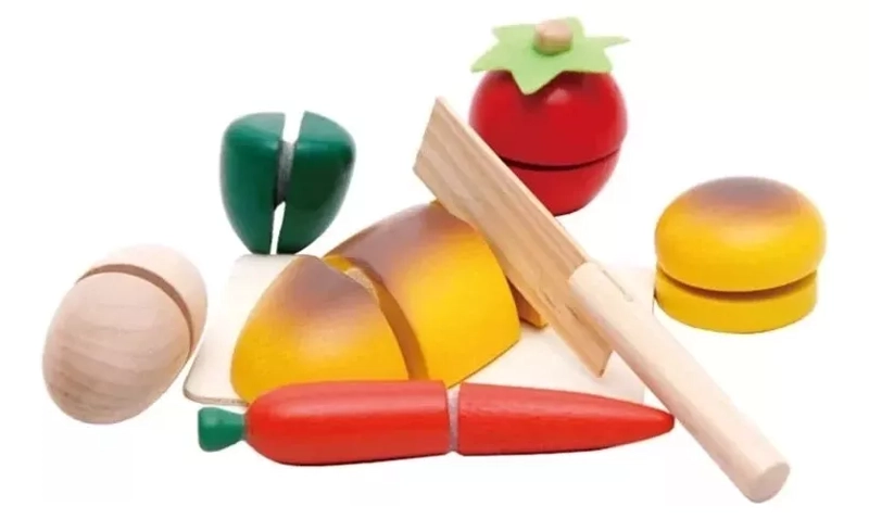 JUGUETE DIDACTICO NEGRO PARA NIÑOS CORTAR FRUTA JUGUETE DE MADERA - 1