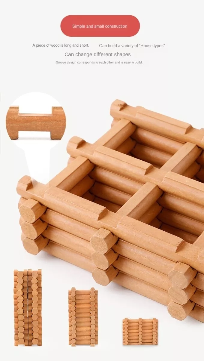 JUGUETE CONSTRUCCIÓN DE CASA DE MADERA PARA NIÑOS 90 PIEZAS - 5