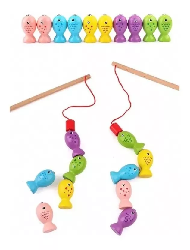 JUGUETE EDUCATIVO PESCA MÁGICA MAGNÉTICA FORMA GATO MADERA - 3