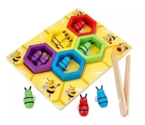JUEGO DE COLMENA NEGRO ABEJAS MONTESSORI ESTIMULACION COGNITIVA - 1