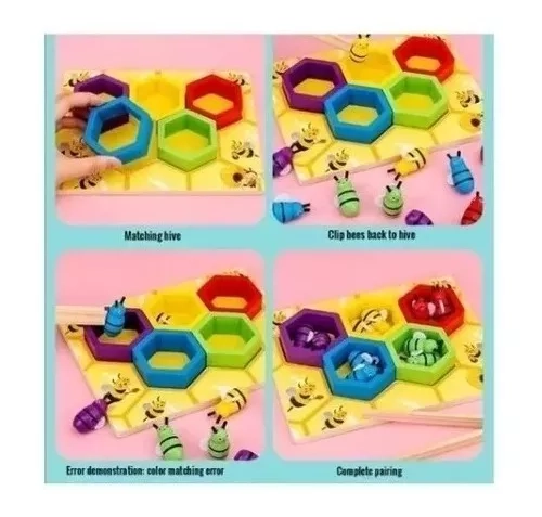 JUEGO DE COLMENA NEGRO ABEJAS MONTESSORI ESTIMULACION COGNITIVA - 4