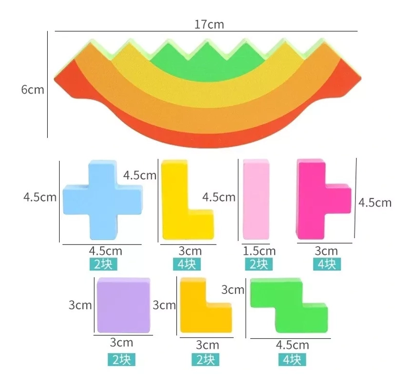 BLOQUES DE CONSTRUCCIÓN NEGRO DE MADERA BALANCEO TETRIS MONTESSORI - 4