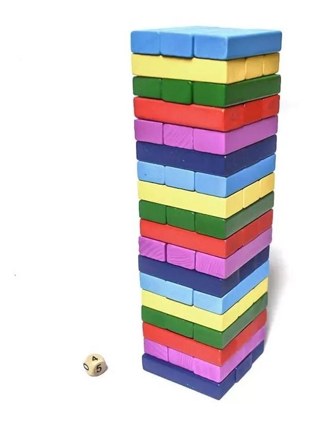 TORRE YENGA NEGRO DE MADERA EN COLORES 48 PIEZAS GRANDE ELUN STORE - 1