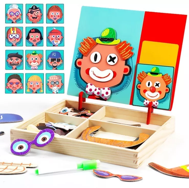 JUEGO PUZZLE MAGNÉTICO EN MADERA RASGOS FACIALES PARA NIÑOS - 1