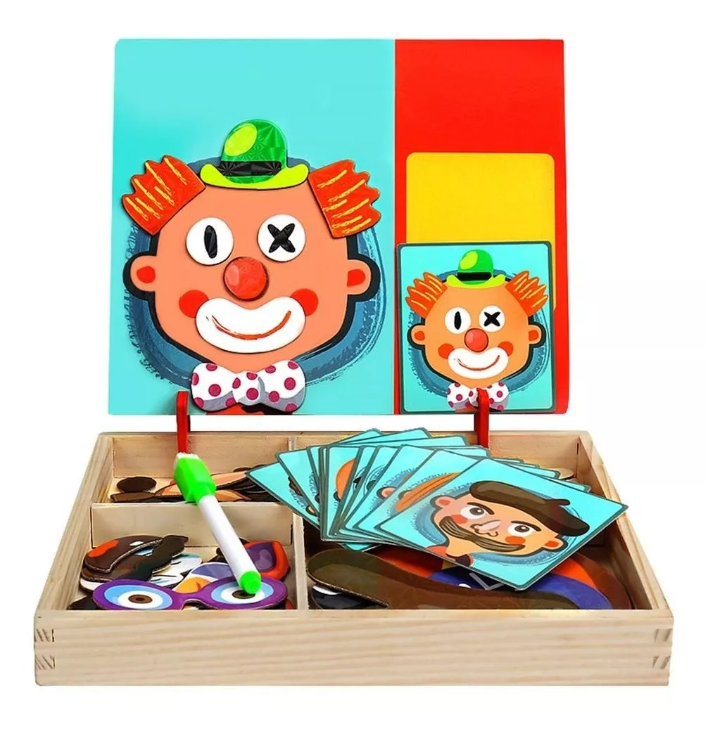 JUEGO PUZZLE MAGNÉTICO EN MADERA RASGOS FACIALES PARA NIÑOS - 2