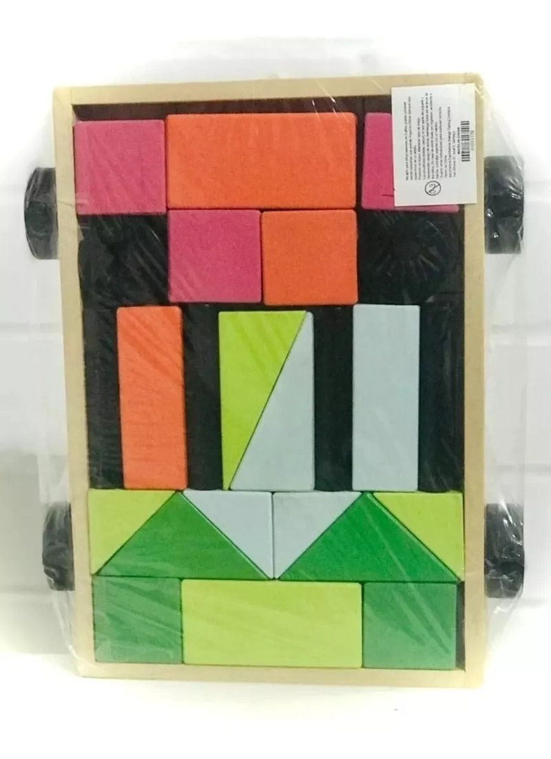 CARRO CON BLOQUES DE CONSTRUCCIÓN NEGRO MADERA MONTESSORI INFANTIL - 2