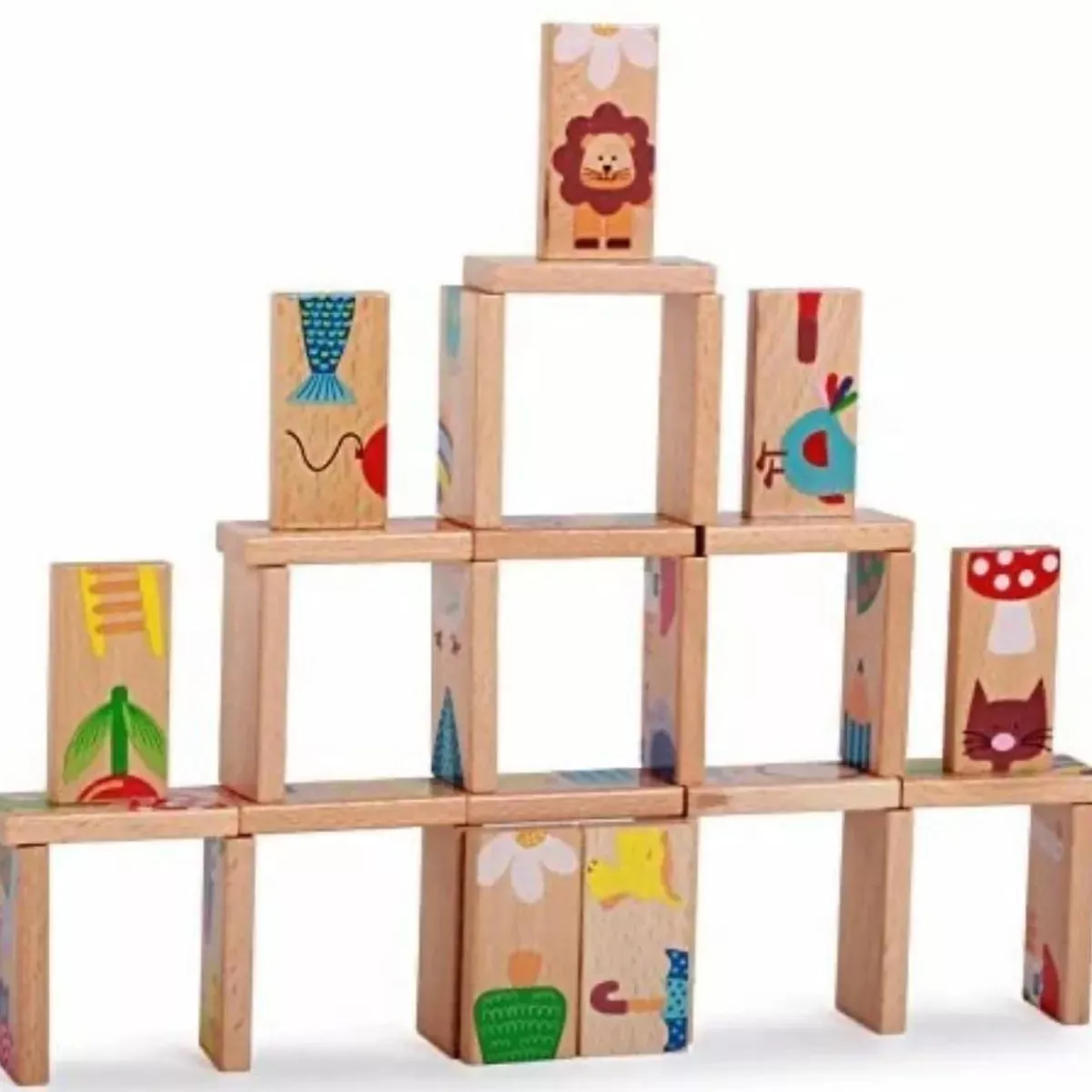 DOMINO DIDÁCTICO INFANTIL DE MADERA CON ANIMALES 32 PIEZAS - 2