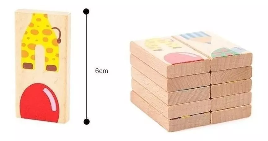 DOMINO DIDÁCTICO INFANTIL DE MADERA CON ANIMALES 32 PIEZAS - 3