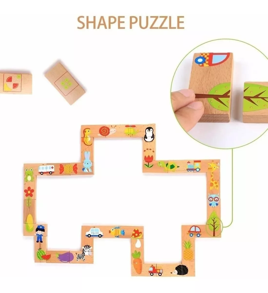 DOMINO DIDÁCTICO INFANTIL DE MADERA CON ANIMALES 32 PIEZAS - 4