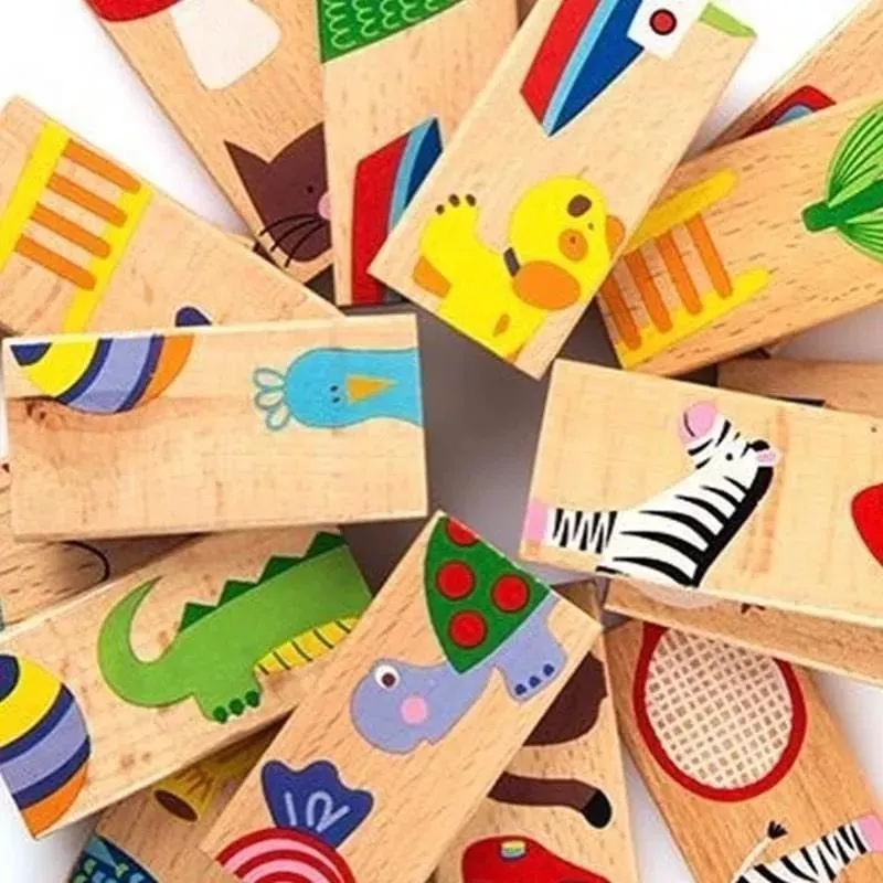 DOMINO DIDÁCTICO INFANTIL DE MADERA CON ANIMALES 32 PIEZAS - 5