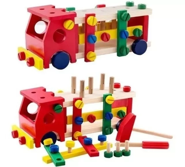 CAMION DE MADERA MULTIFUNCIONAL JUGUETES MONTESSORI NIÑOS - 1