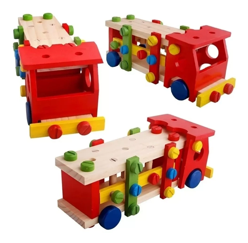 CAMION DE MADERA MULTIFUNCIONAL JUGUETES MONTESSORI NIÑOS - 2