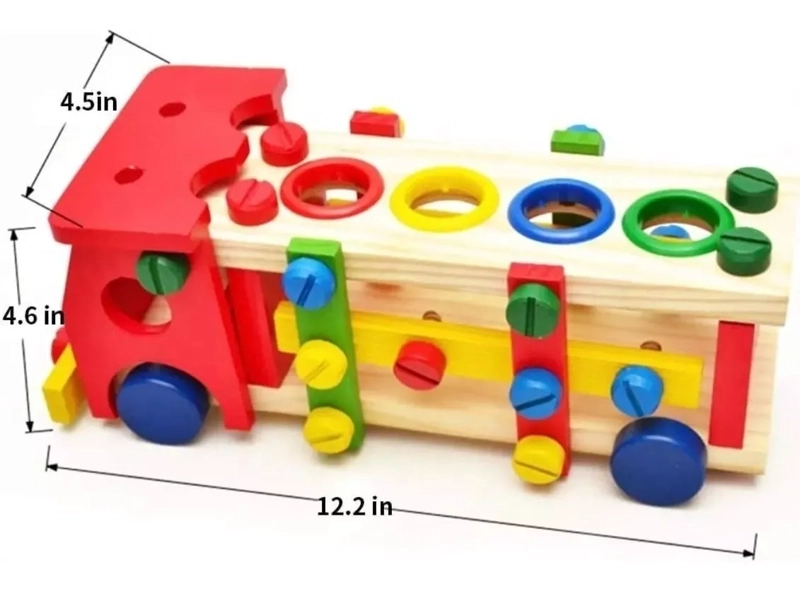 CAMIÓN MECANO ENSAMBLABLE MADERAS BRAVO NEGRO PEGA PELOTITAS DIDÁCTICO - 2