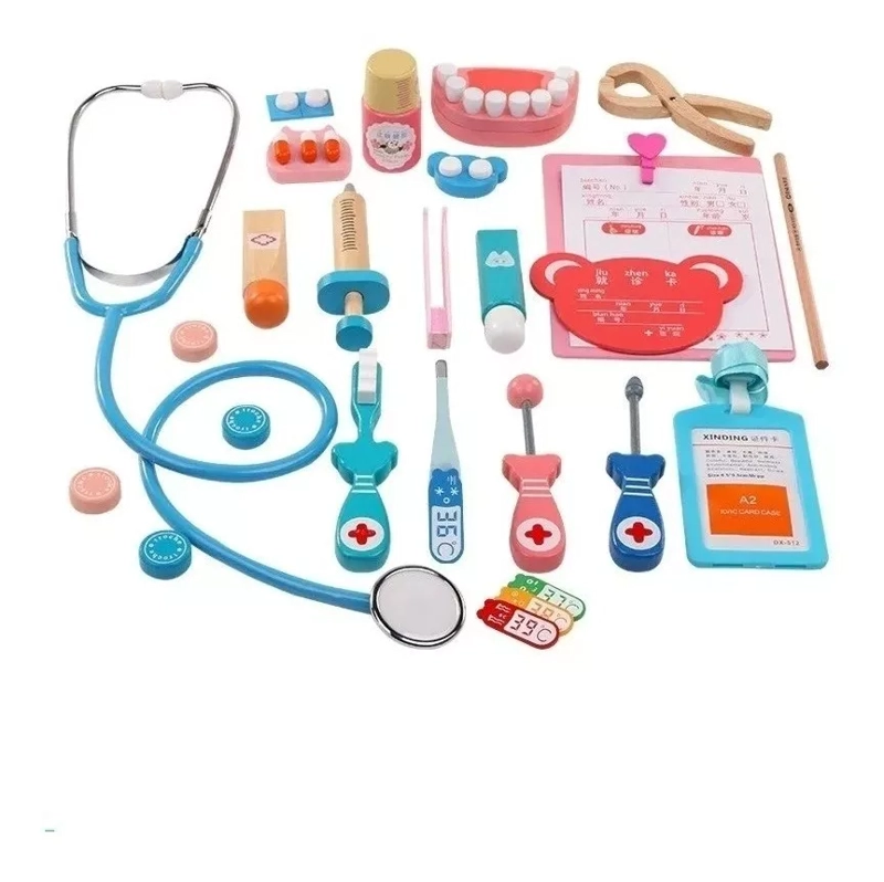 KIT JUEGO DOCTOR NIÑOS NIÑAS JUGUETE SIMULACIÓN DE MADERA - 3