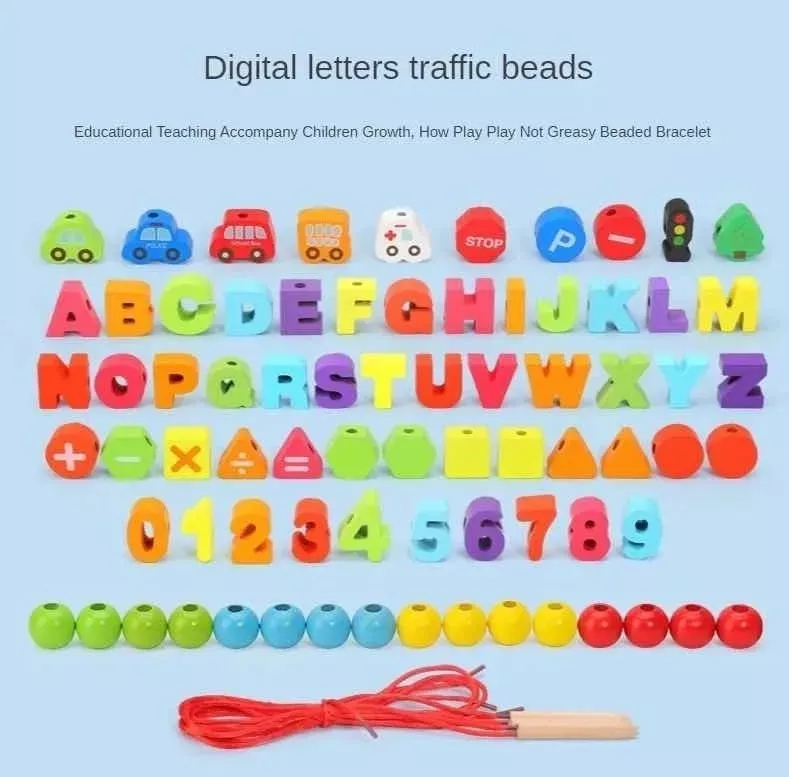 CUENTAS DE MADERA LETRAS CIUDAD CON ENHEBRADOR EDUCATIVO - 5