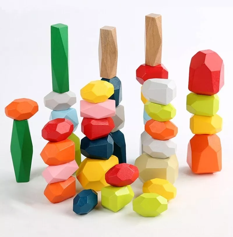 BLOQUES DE PIEDRA DE MADERA MONTESSORI - 1