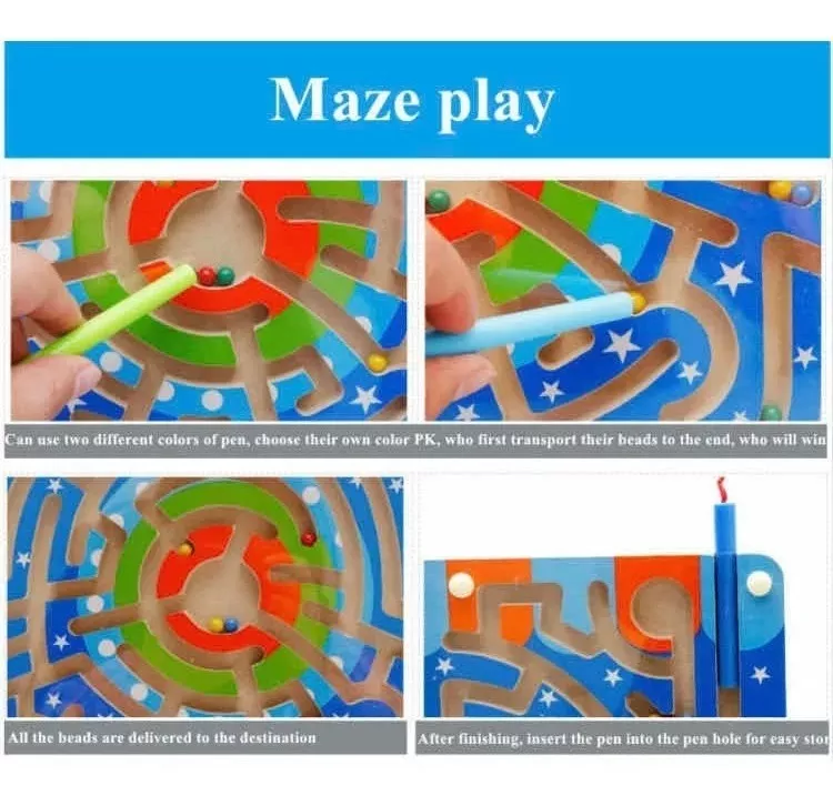 JUGUETE LABERINTO MAGNÉTICO IMAN DE MADERA JUGUETE PARA NIÑO - 2