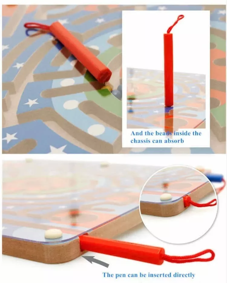 JUGUETE LABERINTO MAGNÉTICO IMAN DE MADERA JUGUETE PARA NIÑO - 3