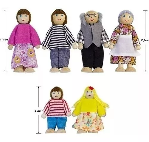 SET DE 6 PERSONAJES DE LA FAMILIA EN MADERA - 2