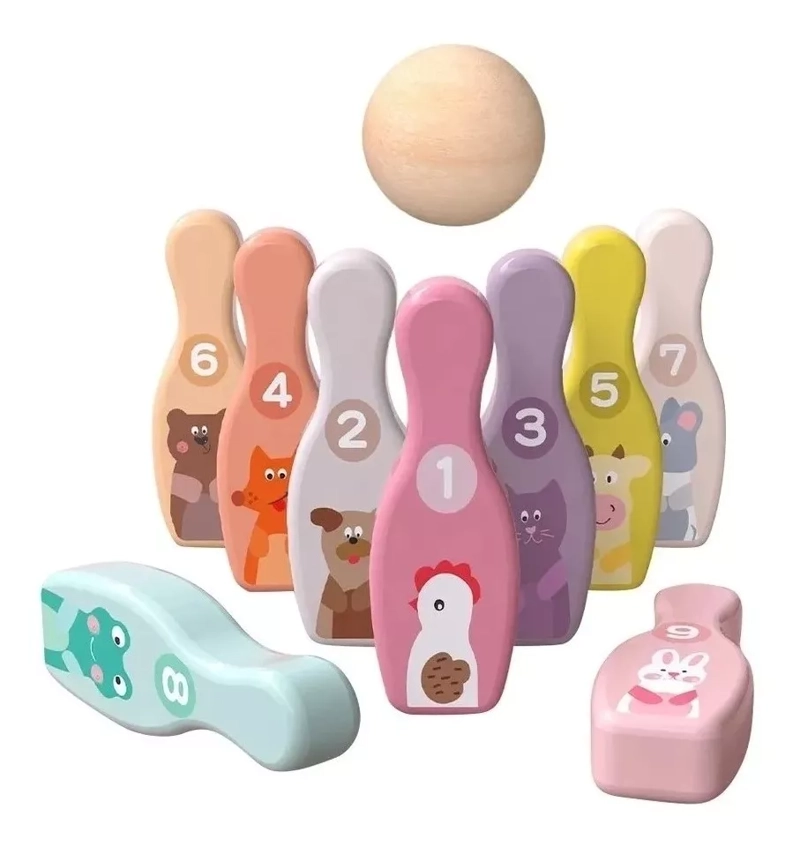 JUEGO PALITROQUE DE MADERA BOWLING NUMERO DIDACTICO NIÑOS - 5