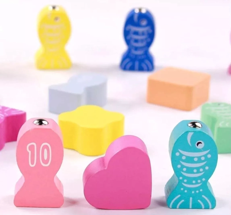ÁBACO CON PESCA MADERAS BRAVO NEGRO 4 X 1 FIGURAS NÚMEROS PREESCOLAR MONTESSORI - 4