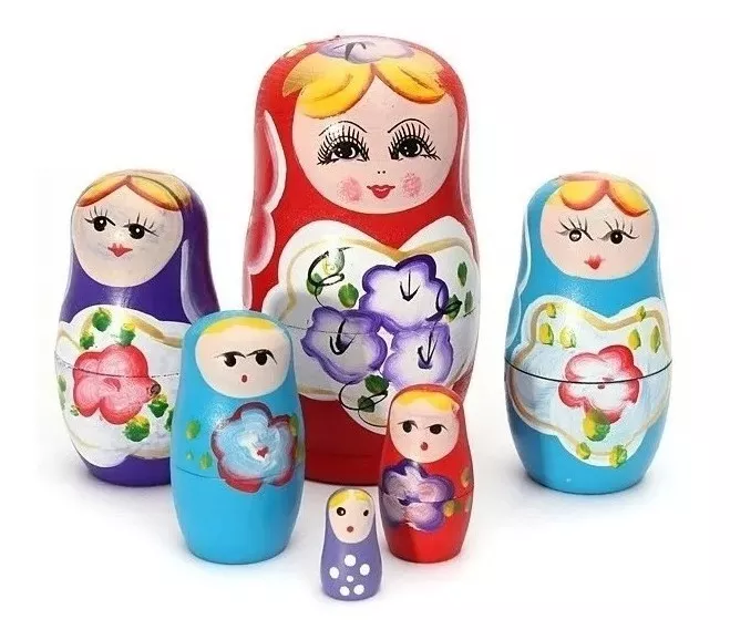 MUÑECAS MATRIOSKA RUSAS 5 PIEZAS DE MADERA PINTADAS A MANO - 1