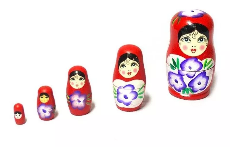MUÑECAS MATRIOSKA RUSAS 5 PIEZAS DE MADERA PINTADAS A MANO - 2