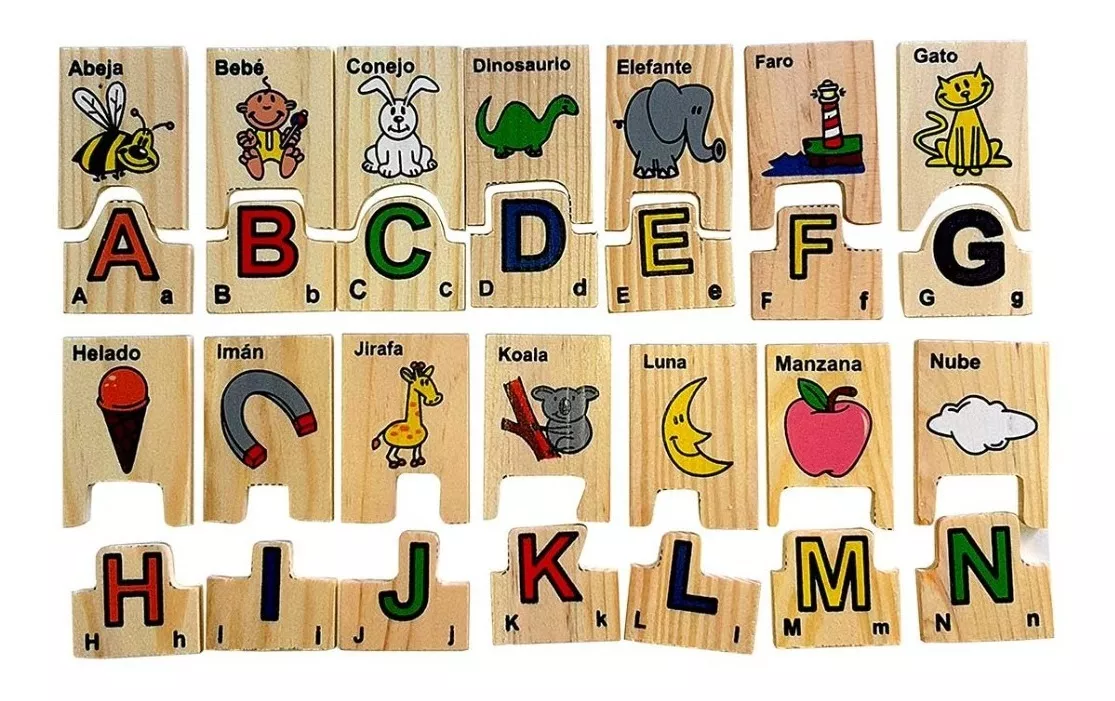ASOCIACIÓN DE PALABRAS DOMINO ABECEDARIO MADERA DIDACTICO - 1