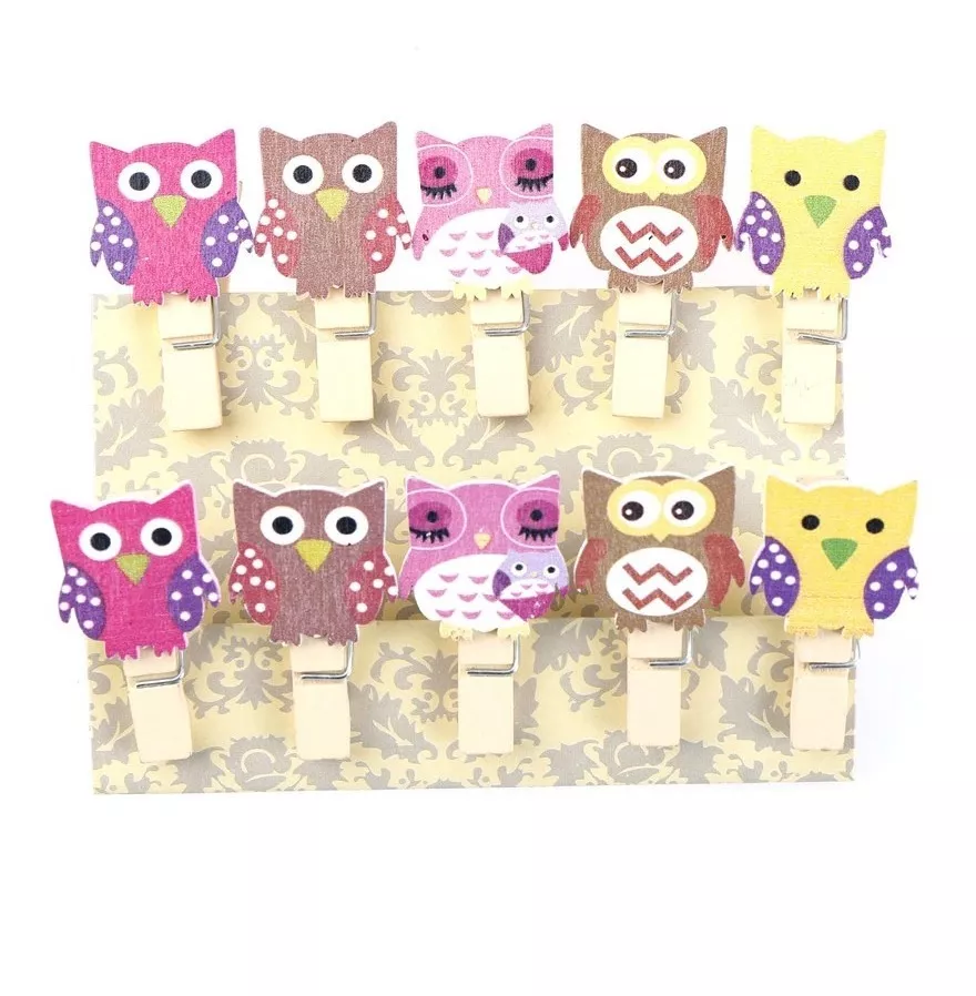 PACK 12 SET PINZAS PERRITOS MADERA DISEÑOS KAWAII PAPELERÍA - 3