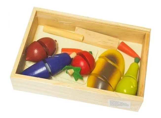 JUGUETE DIDÁCTICO NEGRO CORTA FRUTA DE MADERA SIMBOLICO MONTESSORI - 2