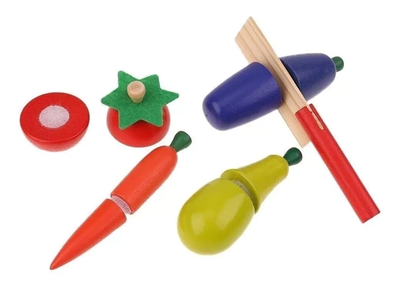 JUGUETE DIDÁCTICO NEGRO CORTA FRUTA DE MADERA SIMBOLICO MONTESSORI - 5