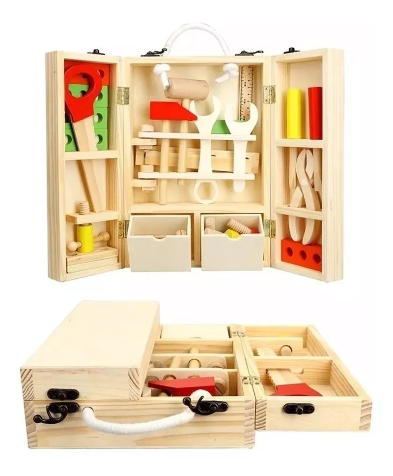 CAJA DE HERRAMIENTAS MONTESSORI WOODS NEGRO DE MADERA ESTILO MONTESSORI DESARROLLO - 1