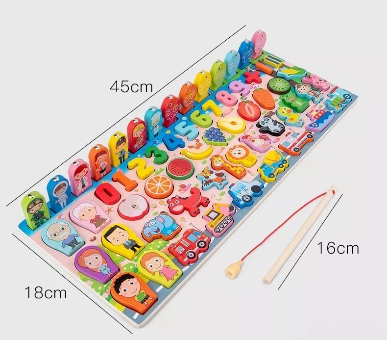 TABLERO DIDÁCTICO PREESCOLAR 5 EN 1 JUEGO NIÑOS MADERA - 2