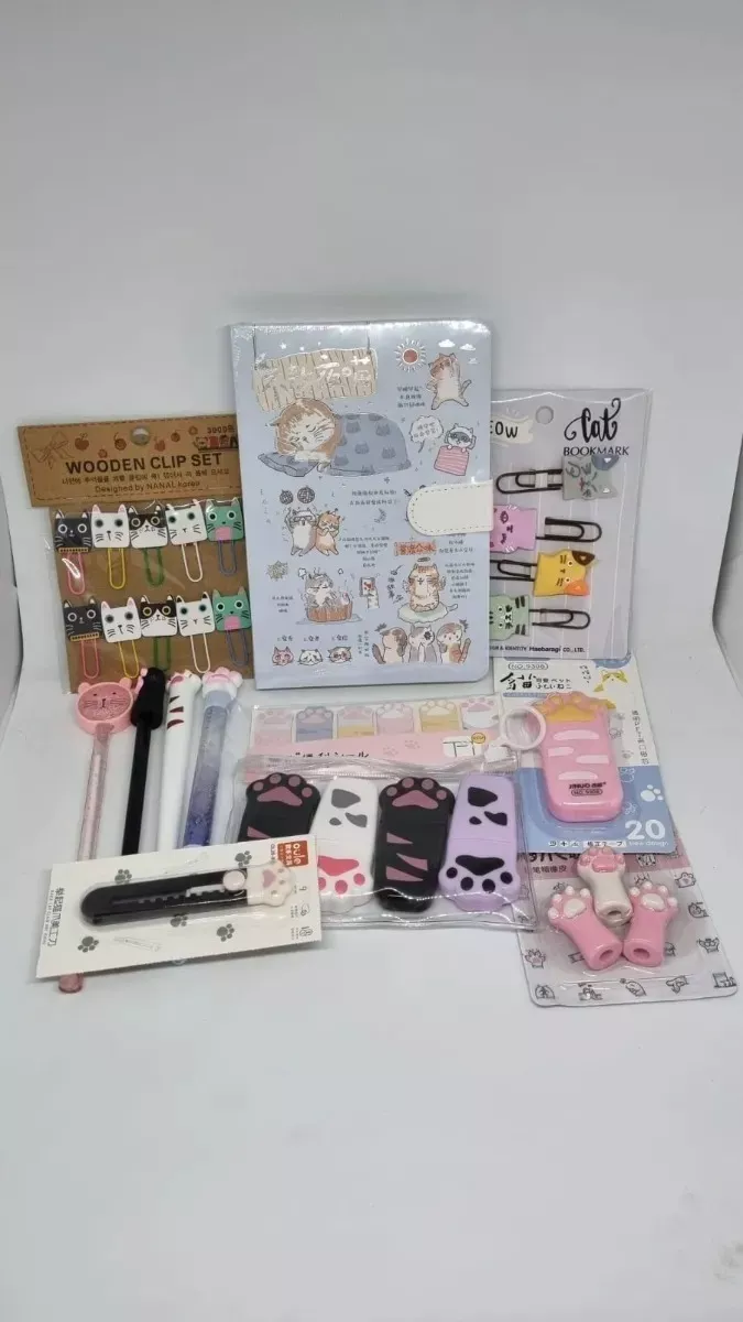 SET GATITO GATO LIBRETA + ACCESORIOS 12 PRODUCTOS KAWAII - 1