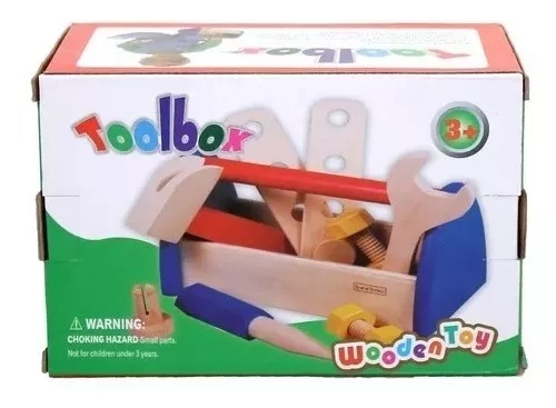CAJA DE HERRAMIENTAS NEGRO 12 PIEZAS JUGUETE DIDÁCTICO MADERA - 1