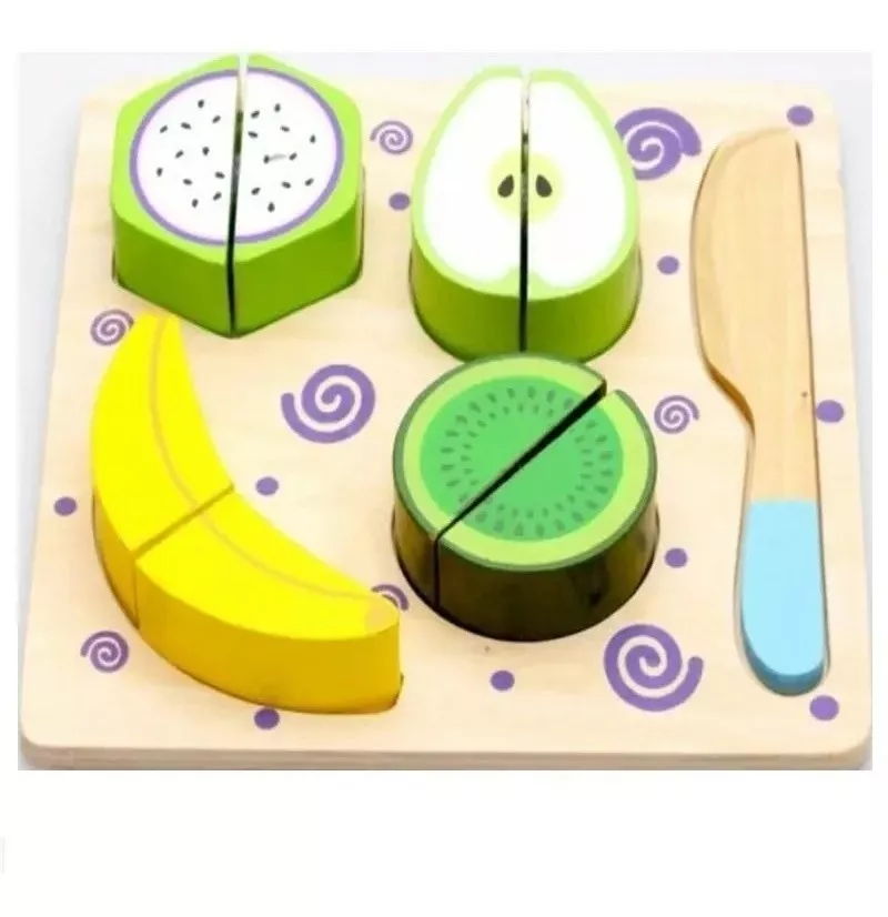 PACK 3 UNID CORTA FRUTA DE MADERA JUGUETE SIMBOLICO DIDACTIC - 2