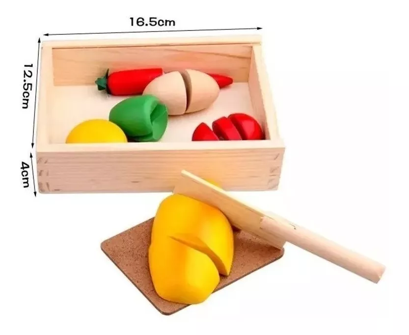 PACK 3 UNID CORTA FRUTA DE MADERA JUGUETE SIMBOLICO DIDACTIC - 3