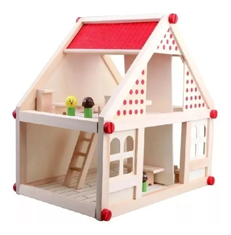 CASA DE MUÑECAS NEGRO DE MADERA MUEBLES NIÑAS - 1
