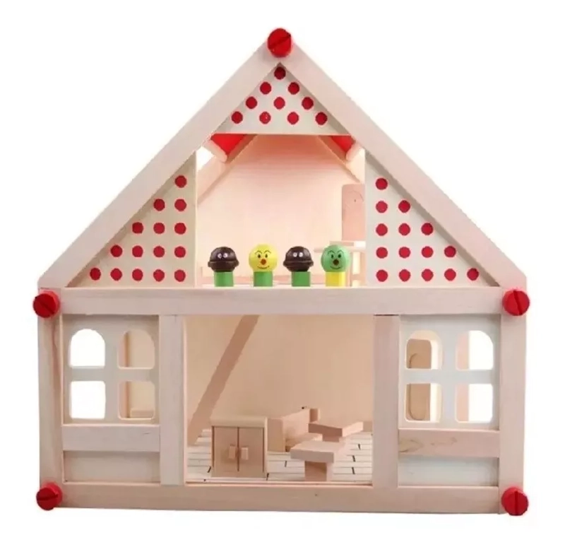 CASA DE MUÑECAS NEGRO DE MADERA MUEBLES NIÑAS - 2