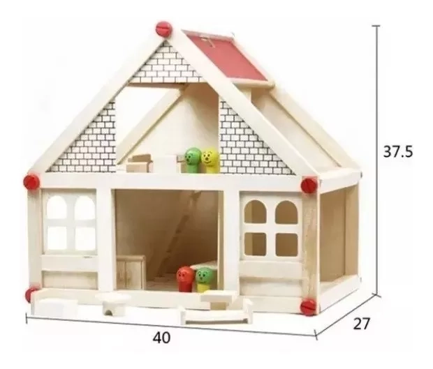 CASA DE MUÑECAS NEGRO DE MADERA MUEBLES NIÑAS - 3